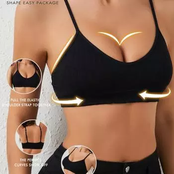 Открытая спина Майка Бюстгальтер Удобный бесшовный сексуальный бюстгальтер Push Up Топ-труба Топы для сна Нижнее белье Женский бюстгальтер Нижнее белье S чёрный