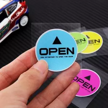 Открытая светоотражающая предупреждающая наклейка на дверь автомобиля, предупреждающая об открытии двери, наклейка для предотвращения столкновений, автомобильный аксессуар 4*4cm