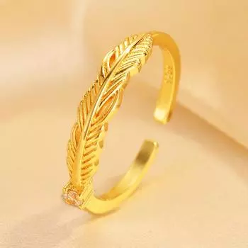 Открытие кольца «Перо» может отрегулировать высококачественный, модный и персонализированный дизайн. Opening adjustable золотой