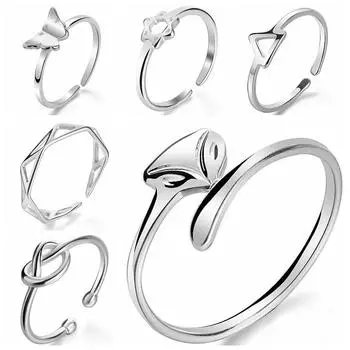 Открытие кольца Регулируемые ювелирные изделия Кольцо для девушки Модное кольцо для девушки Подруга Кольцо Открытие Кольцо Резьба Узел Кольцо Изысканный комплект ювелирных изделий для пары A серебряный
