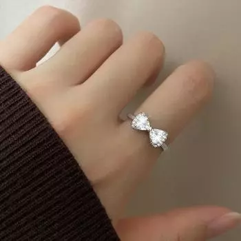 Открытие милое элегантное регулируемое женское обручальное кольцо со стразами и бантом, ювелирные изделия