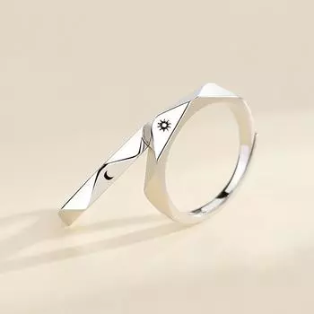 Открытие Регулируемое 1 пара женщин и мужчин набор колец на палец обручальное кольцо пара ювелирных изделий кольцо Солнца и Луны diamond shape