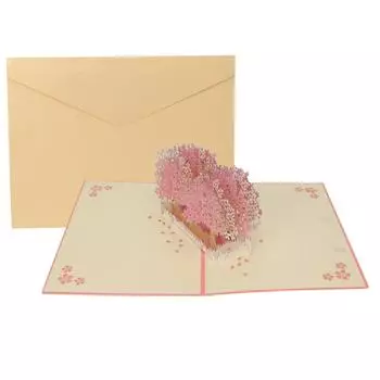 Открытка Cherry Card 3D Paper Романтическая поздравительная открытка на годовщину свадьбы Валентинки с конвертом