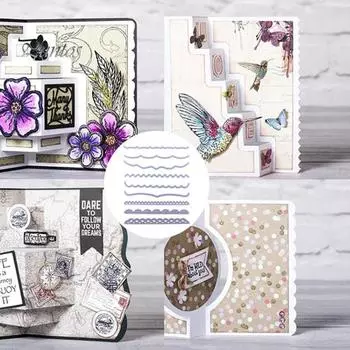 Открытка для скрапбукинга, фотоальбом, сделай сам, тиснение, волнистая кружевная кайма, ремесло, режущие штампы серебряный