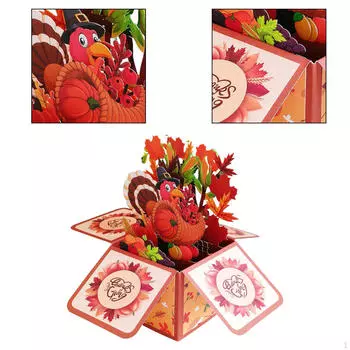 Открытка ко Дню благодарения, 3D-поздравление, подарок, осенняя декоративная открытка с днем рождения