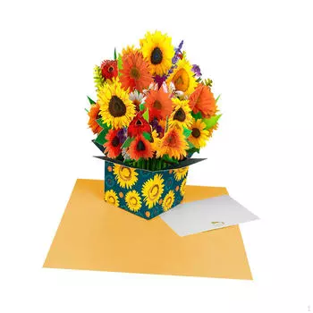 Открытка ко Дню матери, 3D бумажный букет цветов, поздравительная открытка, подарки навсегда Sunflower
