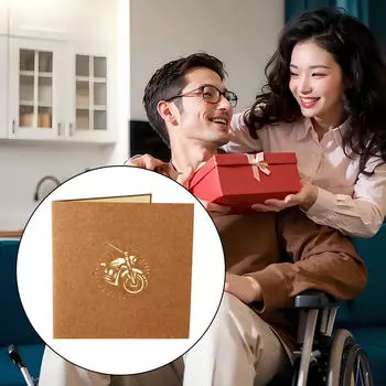 Открытка ко Дню отца 3D-поздравление, подарок на день рождения от отца-мотоциклиста