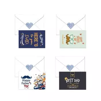Открытка ко Дню отца с конвертом и наклейкой. Креативная праздничная открытка с благодарностью мужу, отцу, мужчине, папе от дочери, сына. белый