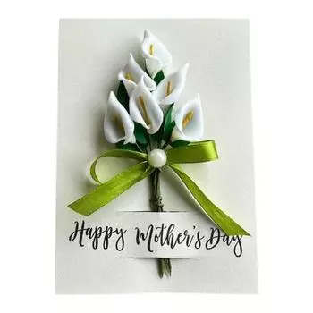 Открытка на День матери с каллой Искусственный цветок каллы Поздравительная открытка Ручная работа Букет цветов 3D Открытка для мамы, бабушки 1pc