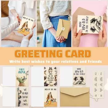 Открытка на день рождения для собак Открытка на день рождения для домашних животных с конвертом с печатью One Size жёлтый