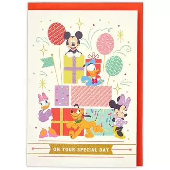 Открытка на день рождения Hallmark Disney 3D Микки Друзья Подарочная коробка 817299 Раскладной и