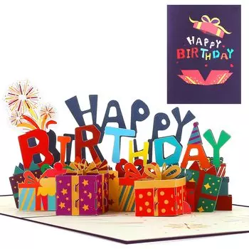 Открытка на день рождения Kesote Открытка с сообщением 3D-открытка на день рождения с конвертом 3D-открытка для взрослых Стильная всплывающая открытка