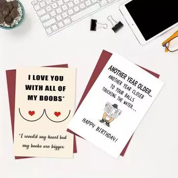 Открытка на день рождения Поздравительная открытка с напечатанными пародийными словами Шаблоны Открытка на годовщину с конвертом Подарок-прикол для мужа, парня, девушки, жены G