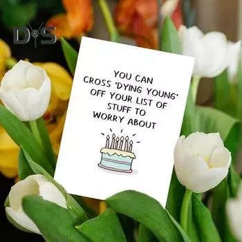 Открытка на день рождения Поздравительная открытка с напечатанными пародийными словами Шаблоны Открытка на годовщину с конвертом Подарок-прикол для мужа, парня, девушки, жены D