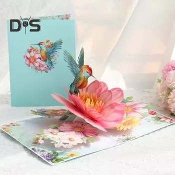 Открытка на день рождения с колибри, сделанная своими руками, объемная открытка с птицей и цветком, 3D-открытка на День матери, годовщина, День святого Валентина, поздравительная открытка для женщин A