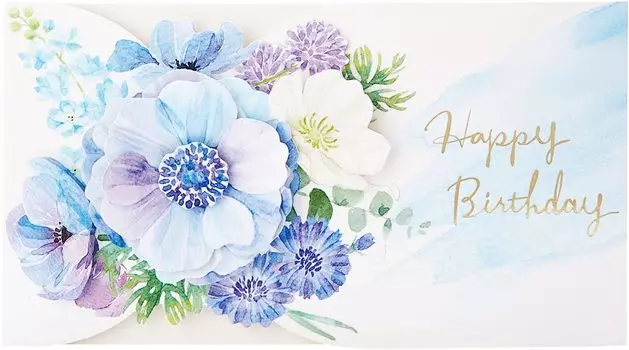 Открытка на день рождения Sanrio Flower Blue P 1720 Standard Half-3D FA20-1