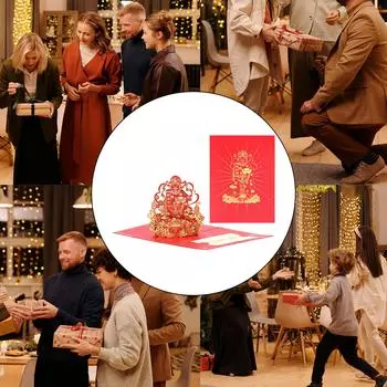 Открытка на китайский Новый год 2025 года 5,9x7,9 дюймов 3D вырезка из бумаги весенний фестиваль праздничная поздравительная открытка с конвертом для мужчин и женщин