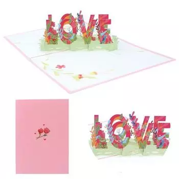 Открытка-раскладушка ко Дню святого Валентина 3D Романтическая любовная открытка Поздравительная открытка на годовщину для ее женщины, жены, девушки A