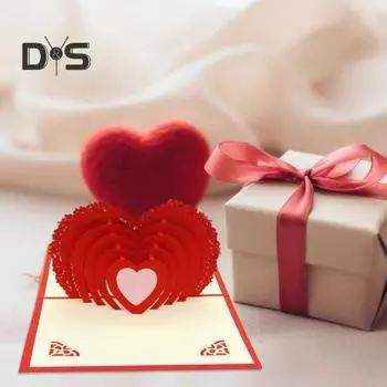 Открытка-раскладушка в виде 3D-сердца Поздравительная открытка ко Дню святого Валентина Автоматическая раскладная открытка ко Дню матери Подарок на годовщину 10x15cm