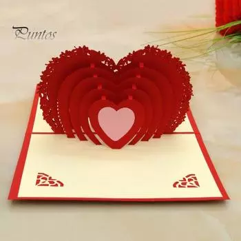 Открытка-раскладушка в виде 3D-сердца Поздравительная открытка ко Дню святого Валентина Автоматическая раскладная открытка ко Дню матери Подарок на годовщину 10x15cm