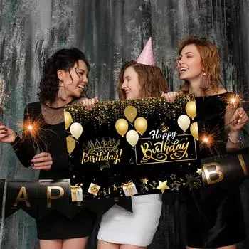 Открытка с днем рождения Черное золото Украшения для вечеринки Большая открытка Приветствия ко дню рождения Подарки для признательности Украшения для вечеринки дома
