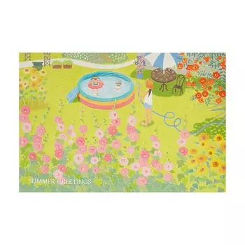 Открытка Sanrio Почтовая открытка Летний сад с мальвой S4012 384674 JSP12-4 синий