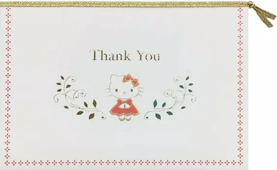 Открытка Sanrio с надписью «Спасибо!» Hello Kitty Красное платье L 366 428485 TY66-0