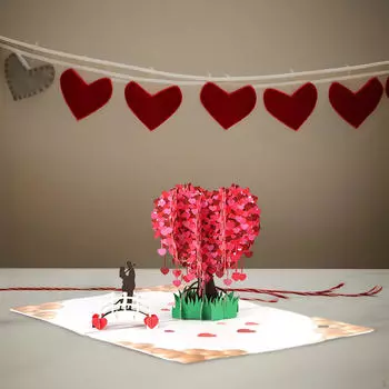 Открытки ко Дню святого Валентина для пары деревьев, свадебная 3D-открытка для матери за помолвку с благодарностью