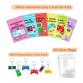 Открытки на День святого Валентина для детей, 30 шт. в упаковке. Брелок для ключей, детские валентинки. Подарки на День святого Валентина, игрушки. One Size