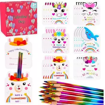 Открытки на День святого Валентина Подарок на вечеринку для класса Девочки Мальчики Школьные принадлежности для класса, набор из 24 валентинок-карандашей One Size