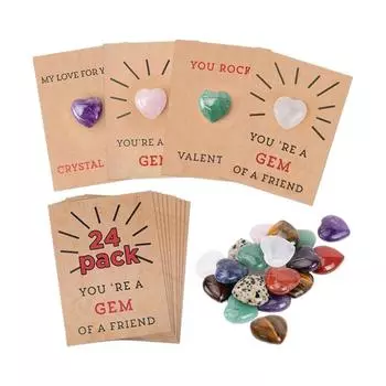 Открытки на День святого Валентина с камнем в форме сердца в подарок для детей, девочек и мальчиков (24ПК)
