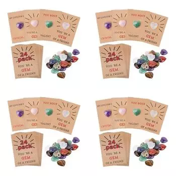 Открытки на День святого Валентина с камнем в форме сердца в подарок для детей, девочек и мальчиков (24ПК)