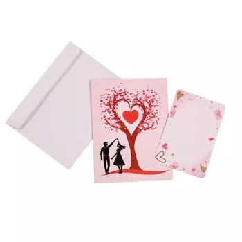 Открытки на годовщину 3D Love Tree Hearts Couple PopUp Свадебные открытки Открытки на день Святого Валентина One Size