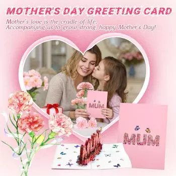 Открытки с цветами на День матери, подарочные открытки на день рождения для матери One Size