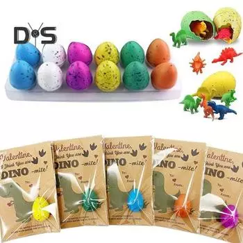 Открытки с яйцами динозавров Открытки ко Дню святого Валентина с мини-динозаврами в яйцах Вылупляющиеся игрушки-динозавры Обмен подарками для малышей Мальчик Девочки Класс Валентина Пасха 24PCS