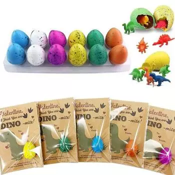Открытки с яйцами динозавров. Открытки на День святого Валентина с мини-динозаврами в яйцах. Игрушки-динозавры, вылупляющиеся из яиц. Обмен подарками для малышей, мальчиков и девочек. Класс ко Дню святого Валентина. 24PCS
