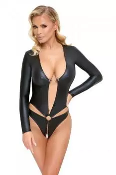 Открытое боди с длинными рукавами - CotelliНижнее белье S прозрачный