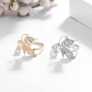 Открытое кольцо-бабочка, женская мода, простой и маленький дизайн, кольцо на указательный палец, темперамент, элегантное кольцо Opening adjustable золотой