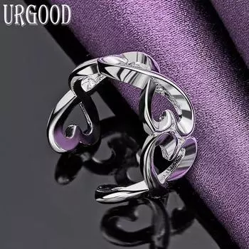 Открытое кольцо из стерлингового серебра 925 пробы в форме сердца Модные украшения 5#-10#