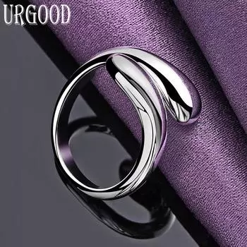 Открытое кольцо из стерлингового серебра 925 пробы с двойной каплей Модные ювелирные изделия