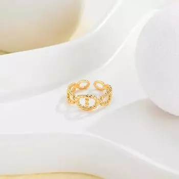 Открытое кольцо из титановой стали не выцветает, регулируемое позолоченное легкое роскошное кольцо из нержавеющей стали