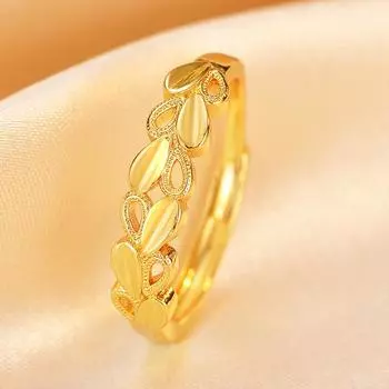 Открытое кольцо Love, модное кольцо с золотыми ветвями и нефритовыми листьями, полое кольцо Love Live Opening adjustable золотой