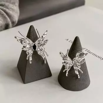 Открытое кольцо Ниша Украшение Открытие Популярное геометрическое женское кольцо на палец Ювелирный аксессуар чёрный