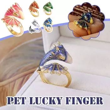 Открытое кольцо с эмалью Folulus, глазурью, подчеркивающей удачу земляного дракона 5*5*5 синий