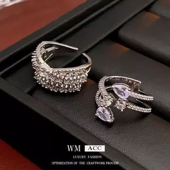 Открытое кольцо с каплей циркония: Шикарный и легкий изысканный многослойный дизайн, идеально подходящий для универсальной моды высокого класса. Ring-Cross