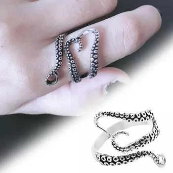 Открытое кольцо унисекс с щупальцами, регулируемое полированное кольцо в стиле панк, кольцо на палец для вечеринки и клуба