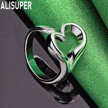 Открытое кольцо в форме сердца из стерлингового серебра 925 пробы, изысканные свадебные украшения 5#-10#