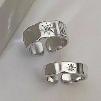 Открытое кольцо в стиле панк, женское кольцо для пары Y2K, блестящие кольца на палец со звездой, ручной работы, нестандартный дизайн, ювелирные изделия, аксессуары для вечеринок в стиле хип-хоп