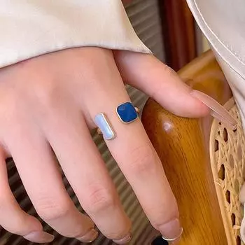 Открытое кольцо в стиле ретро с голубой глазурью от Korean Retro Drip Glaze – модное, легкое, роскошное, универсальное кольцо на указательный палец для женщин J935 золотой