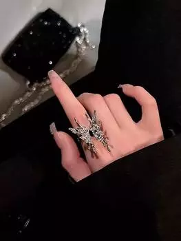 Открытое кольцо в виде бабочки, модное женское индивидуальное кольцо One Size чёрный